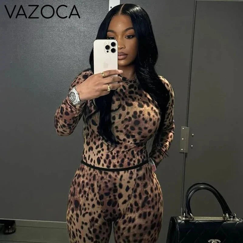 Leopard Print Mesh Set
