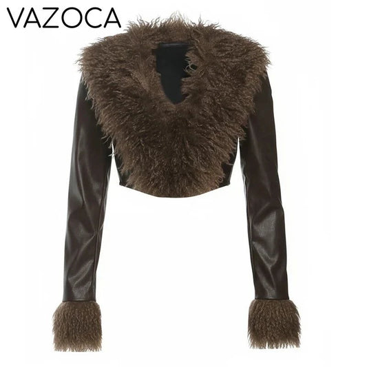 Fur V-Neck Crop Top