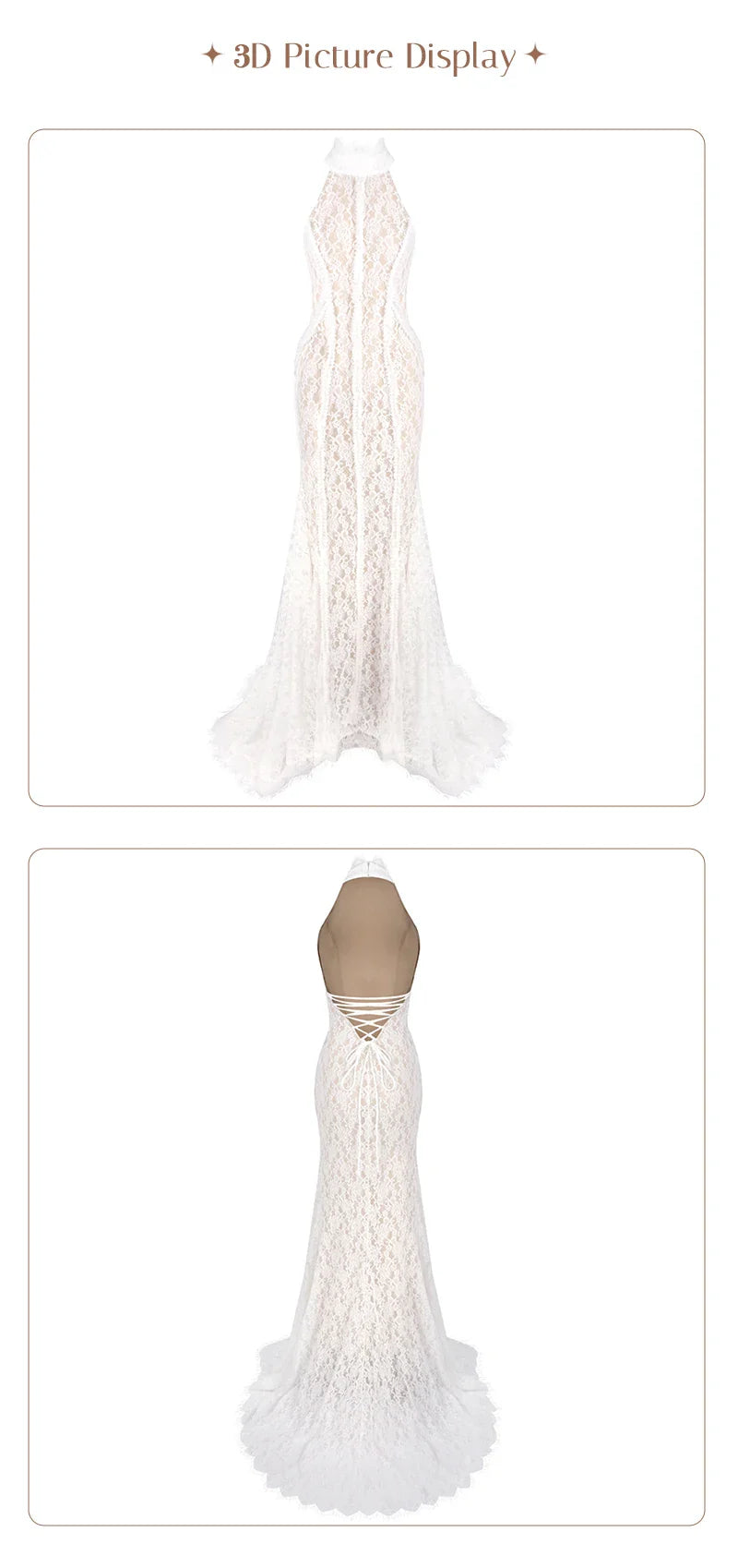 White Lace Mermaid Maxi Dress