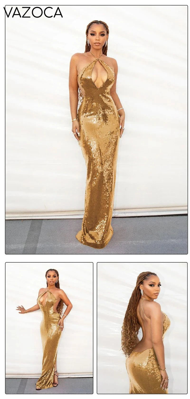 Aisha Sequins Backles Dress