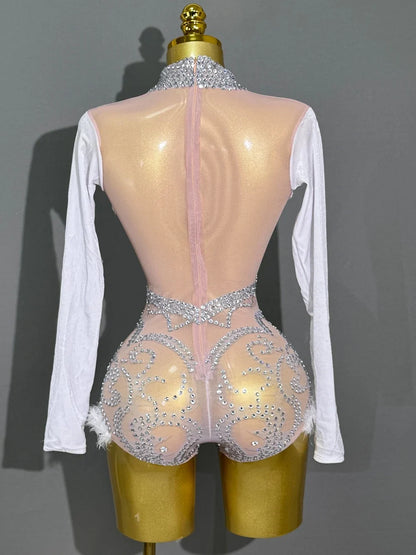 In The Spotlight Embellished Feather Romper