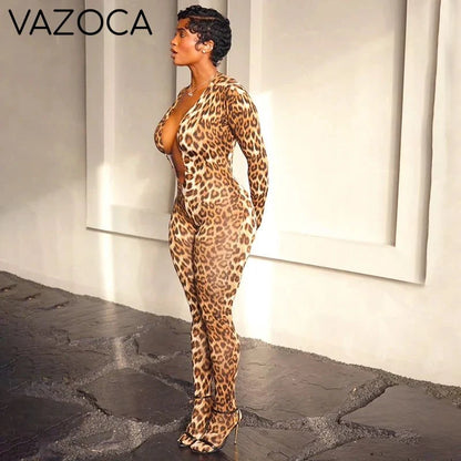 Leopard Plunge Catsuit
