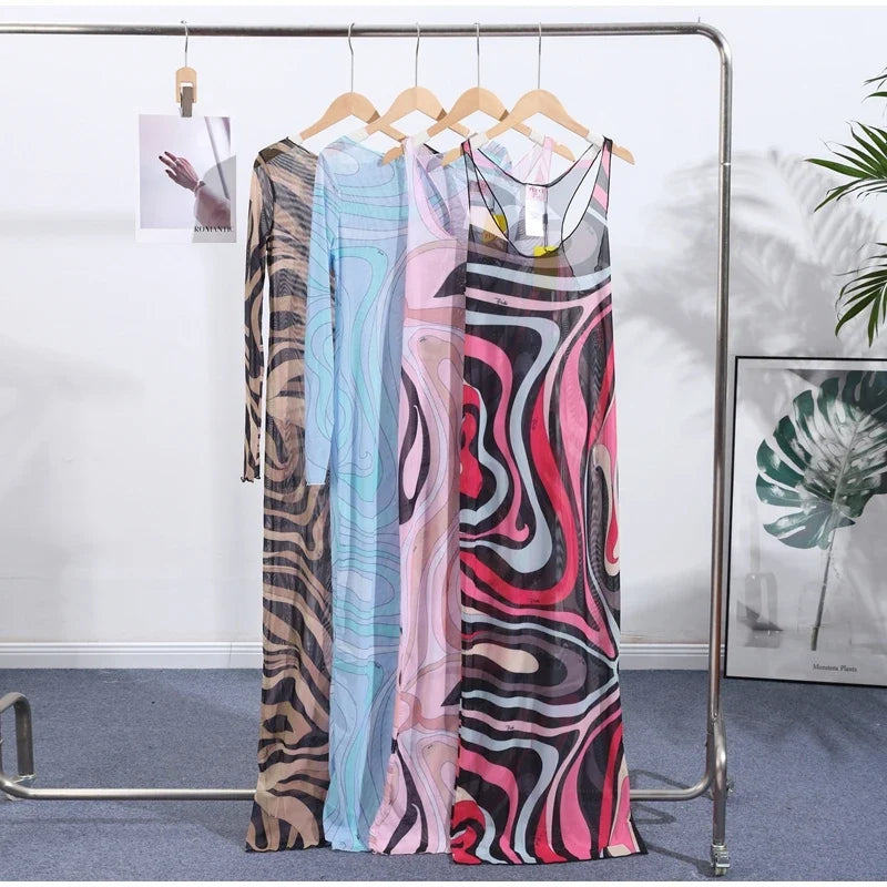 Marian Sheer Mesh Maxi Dress