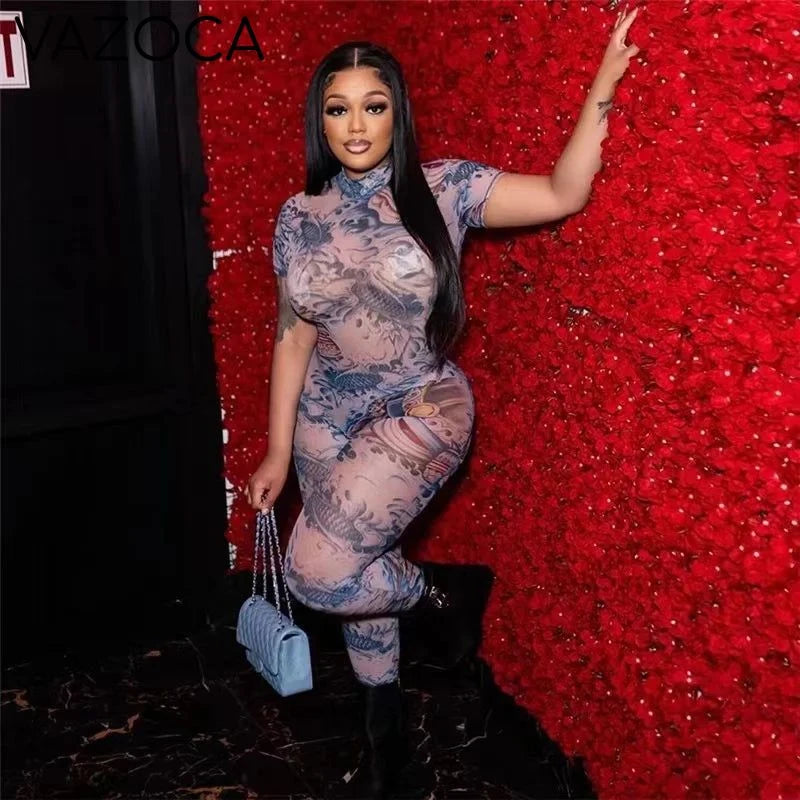 Aesthetic Mesh Backless Jumpsuit