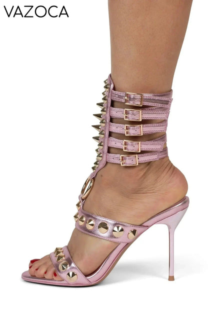 Riveted Leather High Heels as pic 2