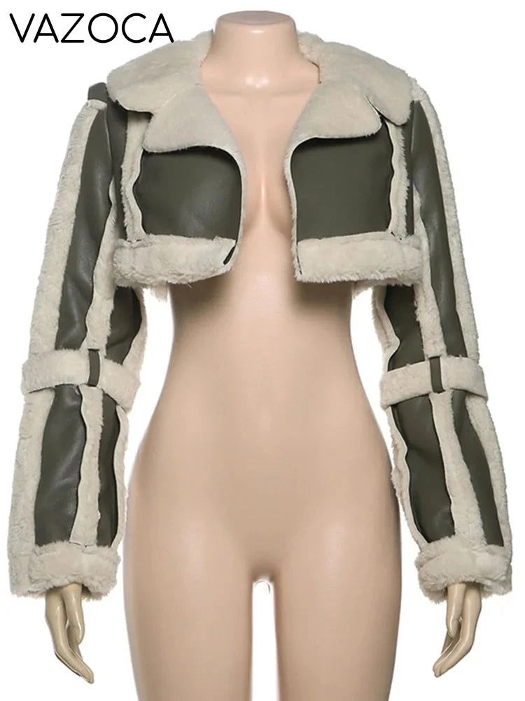 Fur Collar Crop Jacket