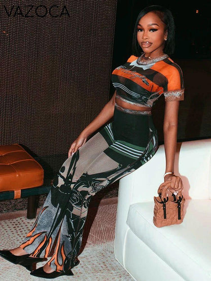 New Flame Mesh Pants Set