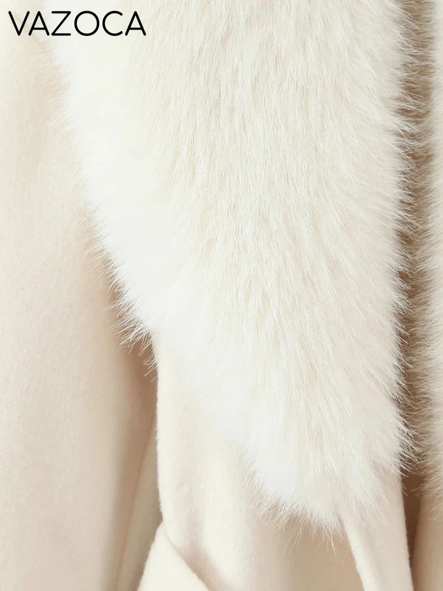 Fur Collar Elegant Trench Coat
