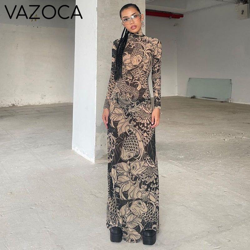 Aesthetic Mesh Autumn Dress
