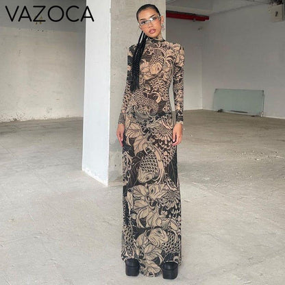 Aesthetic Mesh Autumn Dress