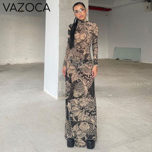 Aesthetic Mesh Autumn Dress