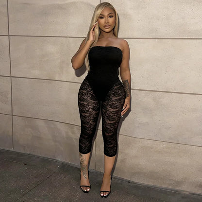 Lace Tube Capri Jumpsuit