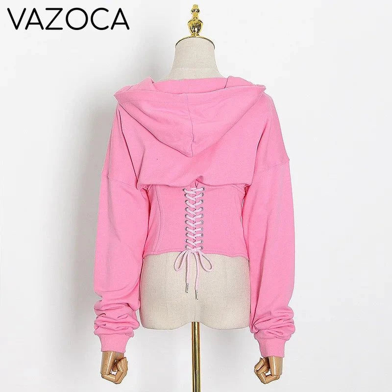 Hoodie Bandage Corset Jacket