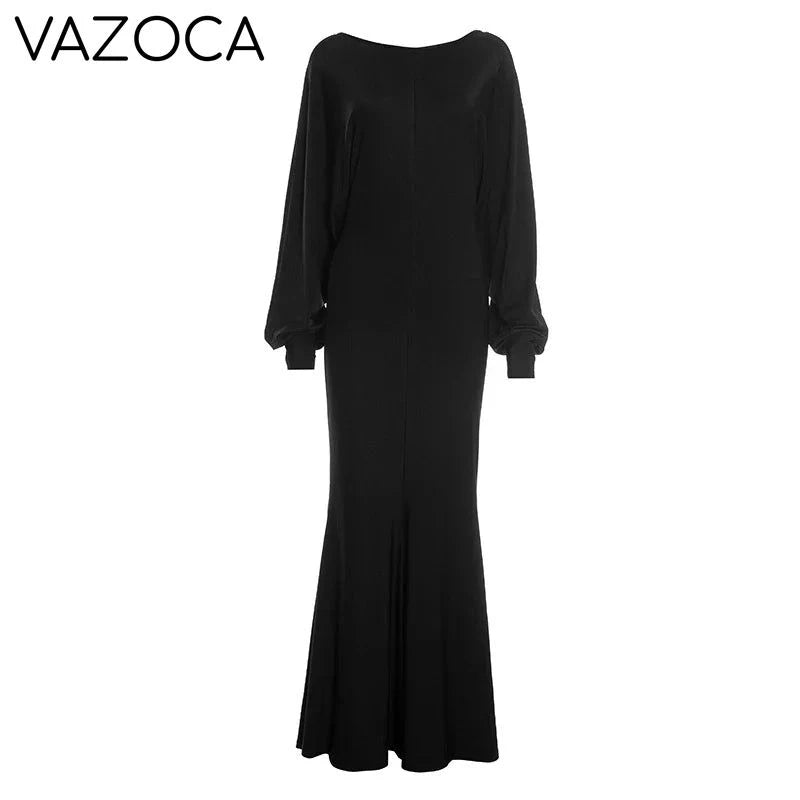 Deep-V Backless Ruched Maxi Dress
