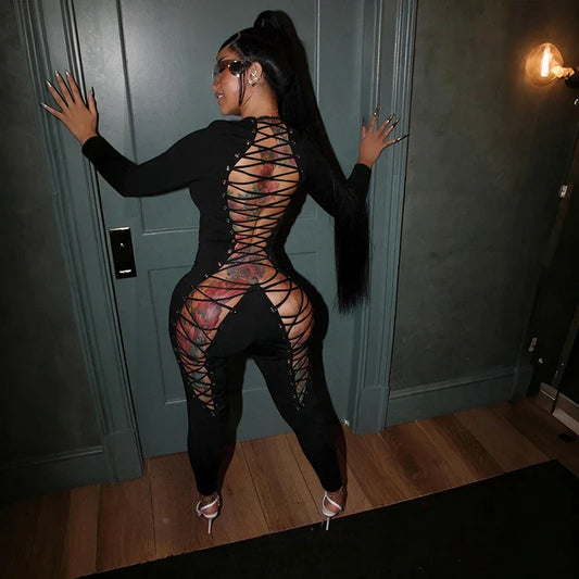 Lace Up Open Back Jumpsuit