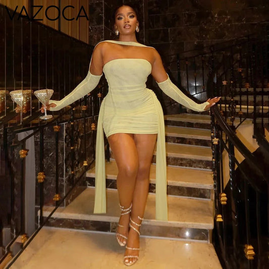 Mesh Drama Sleeve Dress