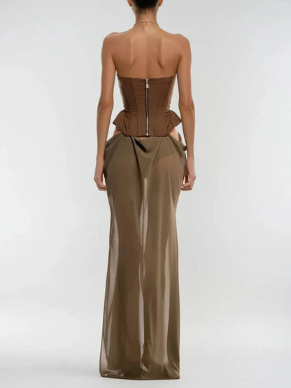 Elissa Corset Mesh Maxi Dress