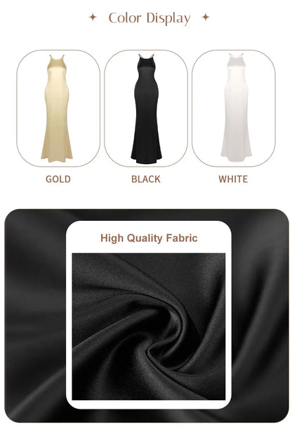 Backless Satin Maxi Dress