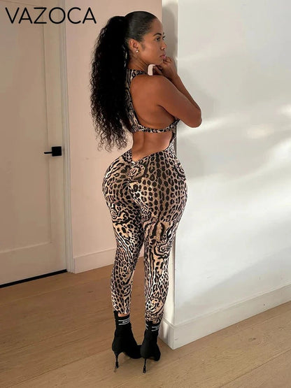 Peach Leopard Jumpsuit