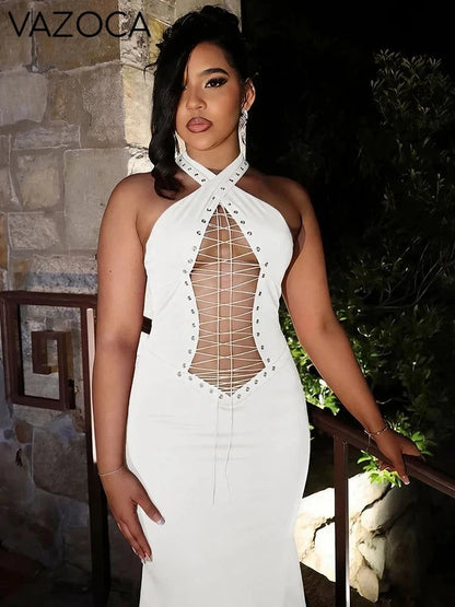 Cross Bodycon Maxi Dress