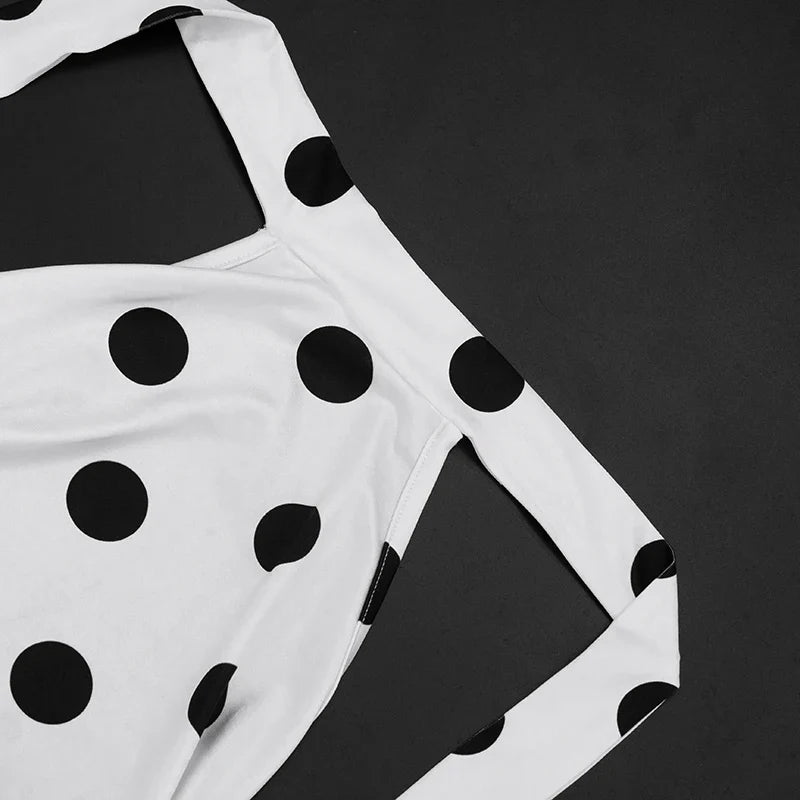 Polka Dot Print Romper +Headscarf