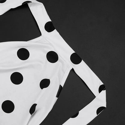 Polka Dot Print Romper +Headscarf