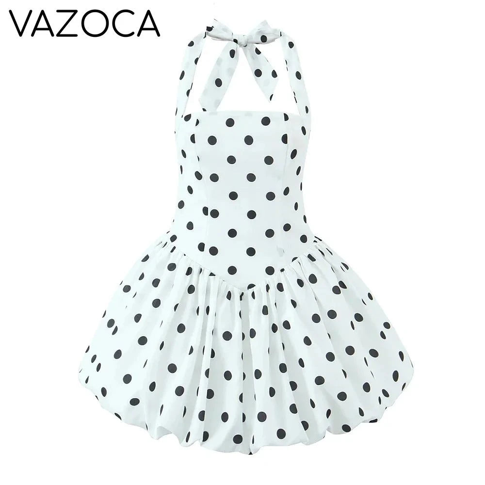 Polka Dot Puff Mini Dress