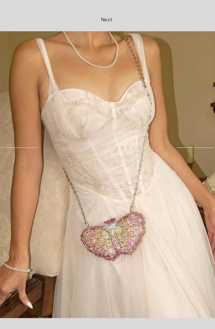 Butterfly Shaped Rhinestone Clutch Bag