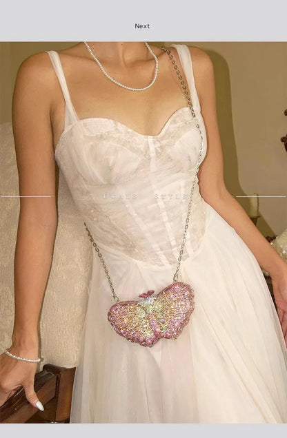 Butterfly Shaped Rhinestone Clutch Bag