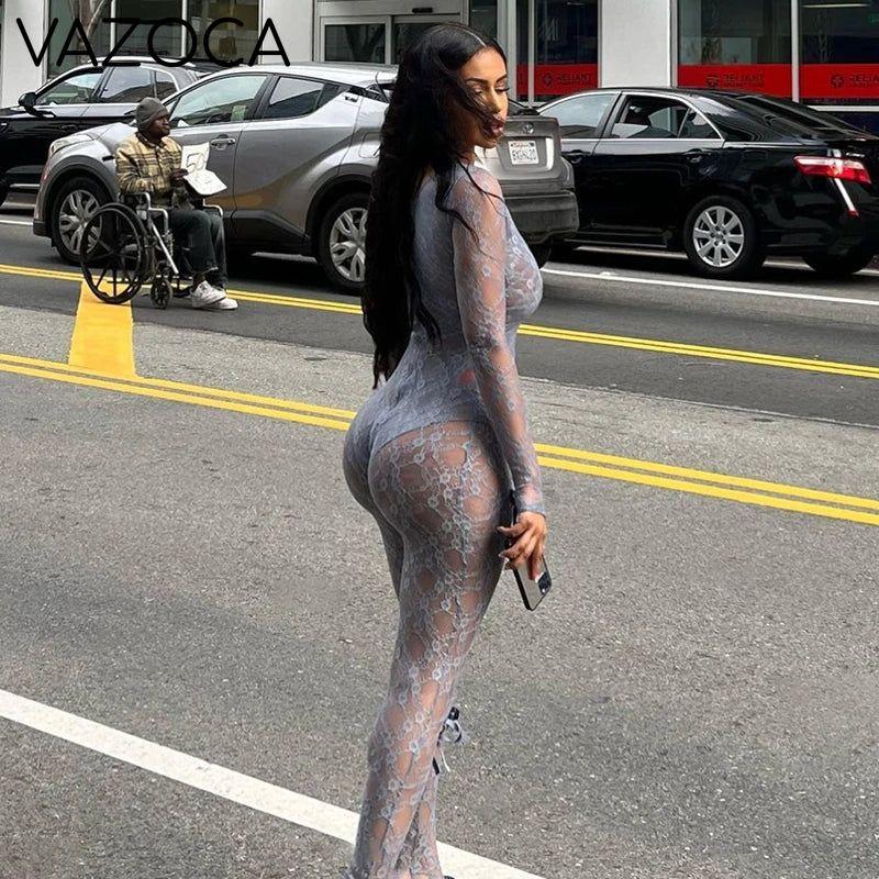 See Through Cleavage Jumpsuit