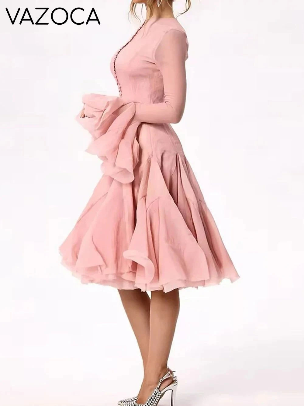 Lory Peated Flare Midi Dress