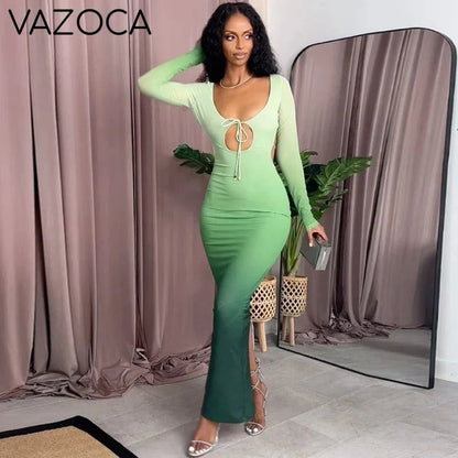 Gradient Backless Maxi Dress