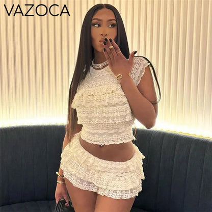 Ruffled Lace Two-Piece Set