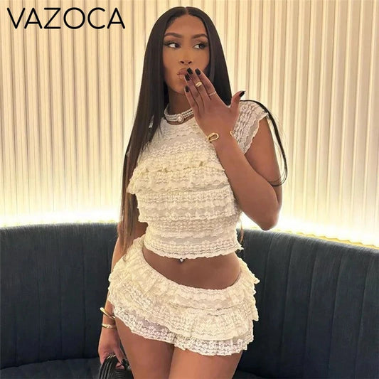 Ruffled Lace Two-Piece Set
