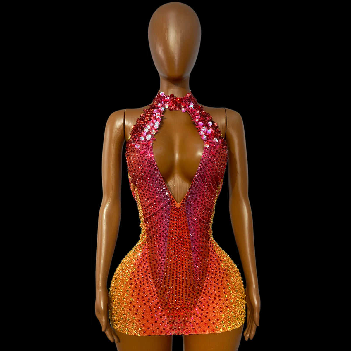 Ombre Seashell Sequins Mini Dress
