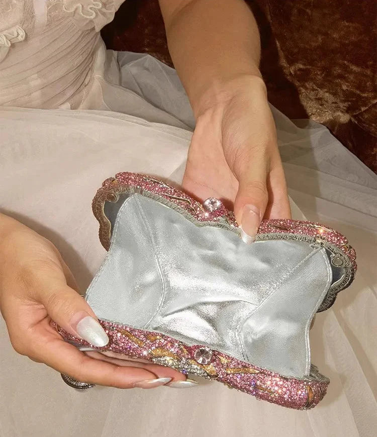 Butterfly Shaped Rhinestone Clutch Bag