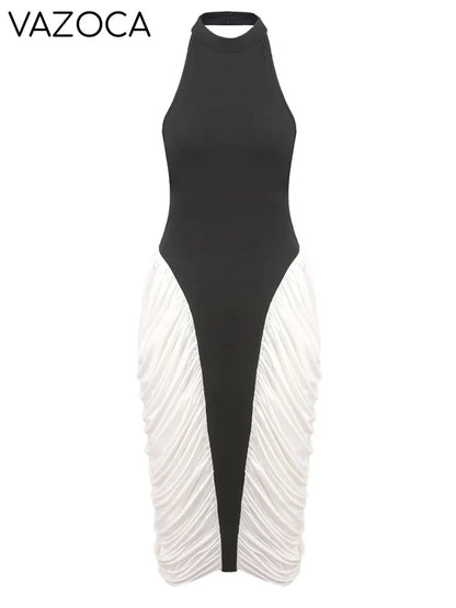 Lorie Pleated Bandage Midi Dress