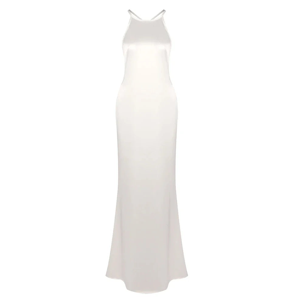 Backless Satin Maxi Dress