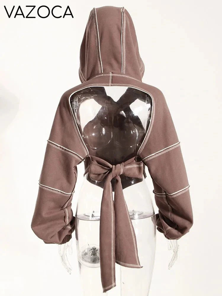 Hooded Cut Out Bandage Jacket