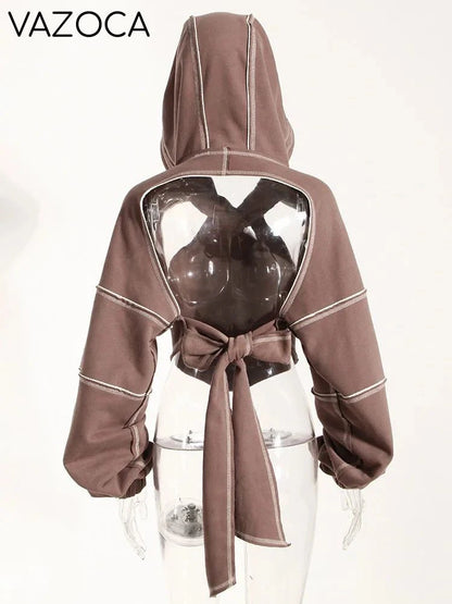 Hooded Cut Out Bandage Jacket