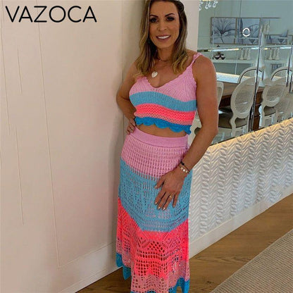 Colorful Knitted Two Piece Set
