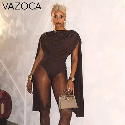 Draped Cape Bodysuit