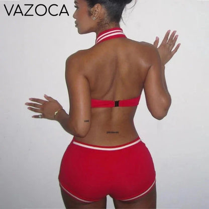 Sporty Halter Backless Playsuit