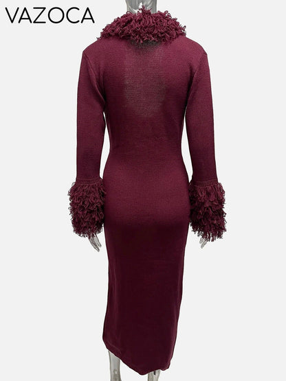 Fanie Knit Fur Maxi Dress