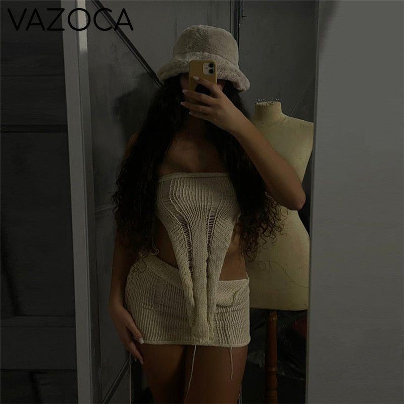 Irregular Knitted Sexy Set