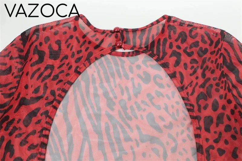 Jillian Leopard Print Mesh Dress