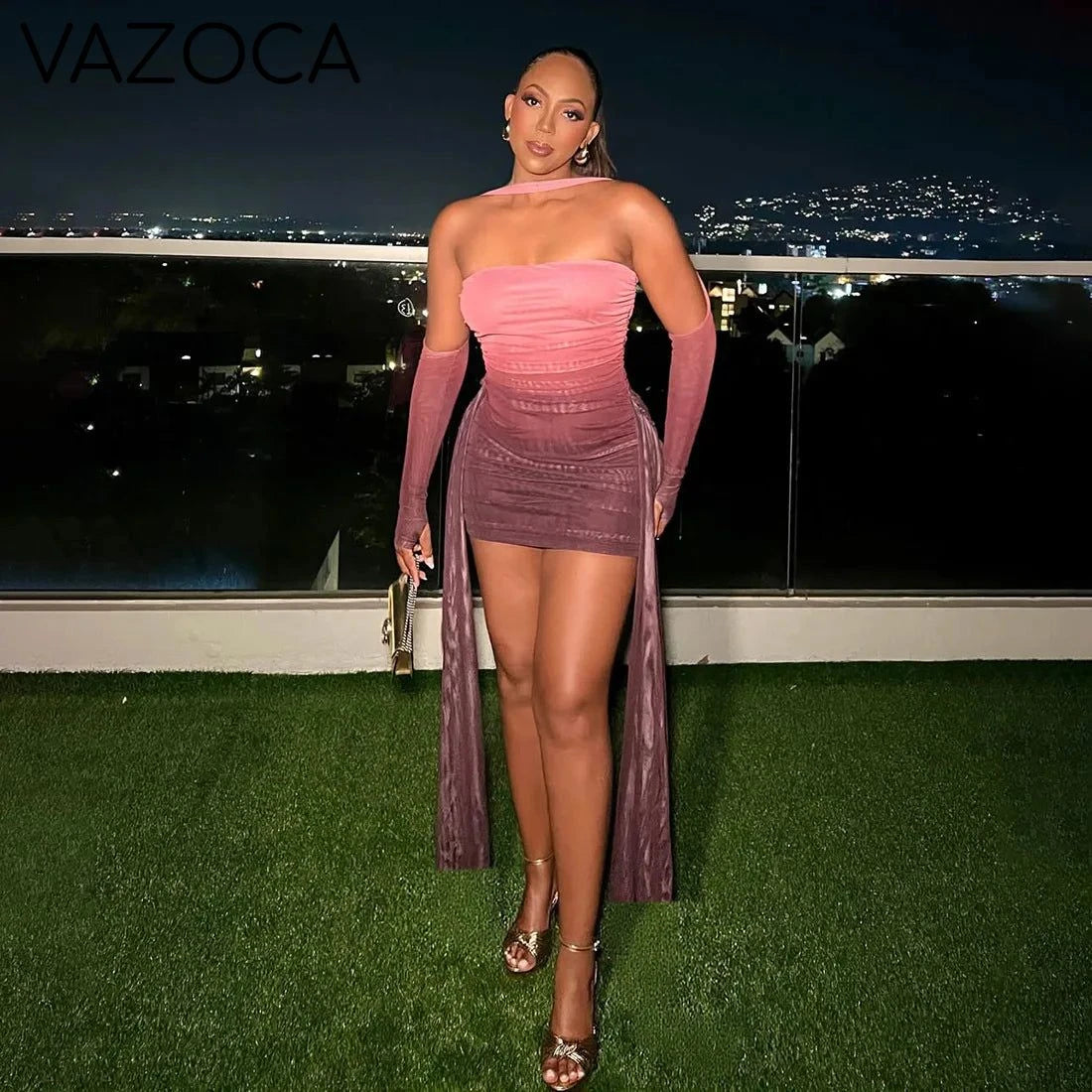 Mesh Drama Sleeve Dress