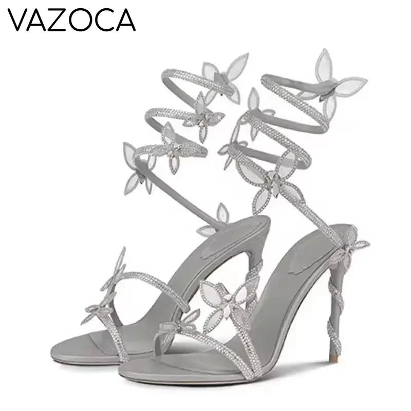 Flower Embellished High Heels