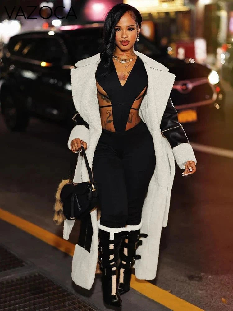 Faux Leather Trench Coat
