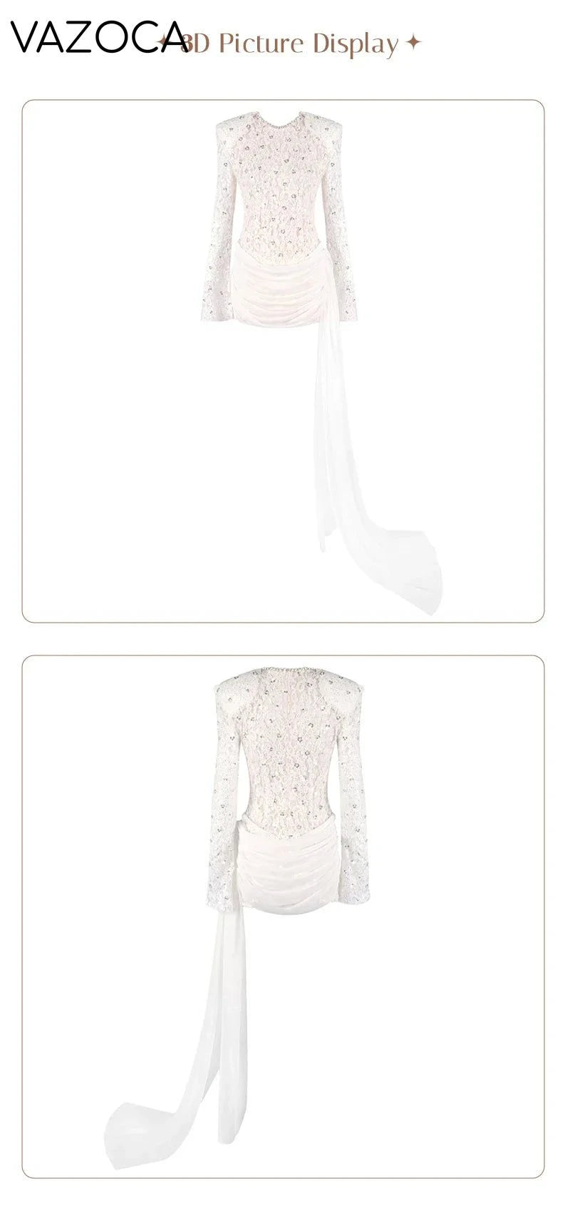 Opulent White Sequins Mini Dress